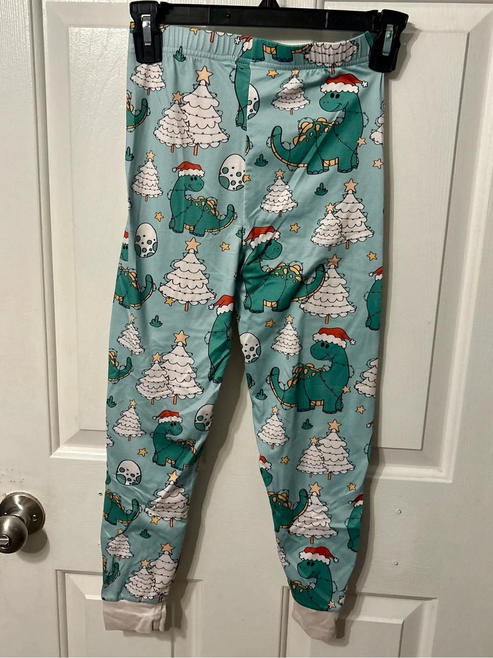Kids Cream & Teal 'I Believe in Santa & Dinosaurs' Pajama Set